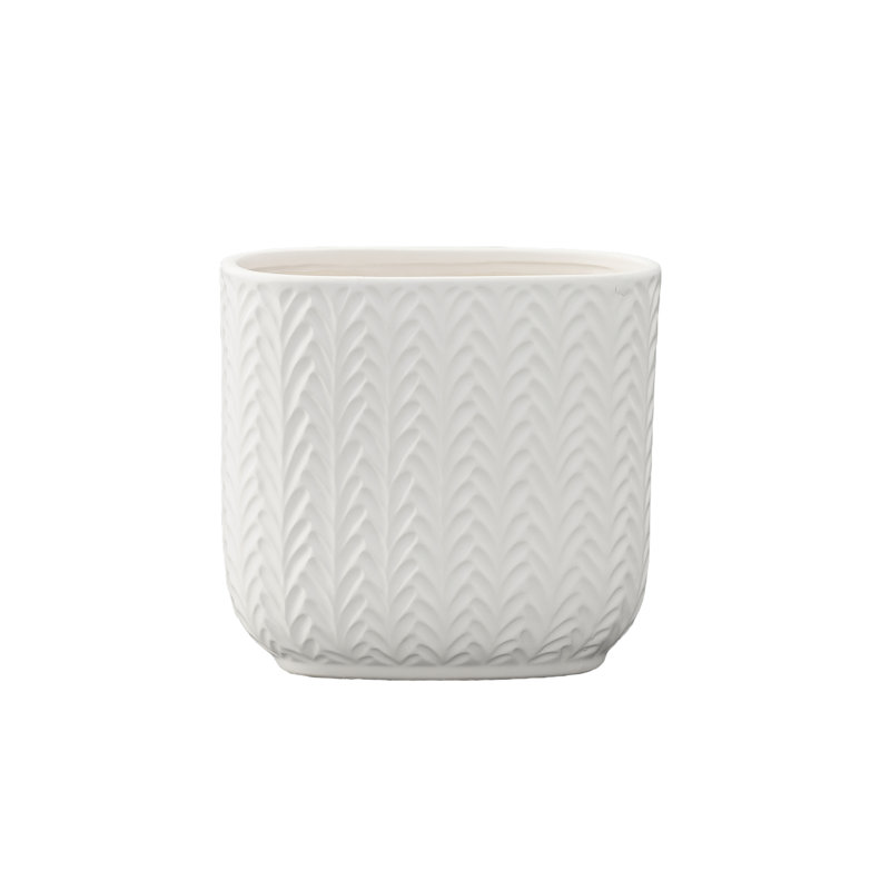 Pot en céramique haut ovale blanc mat