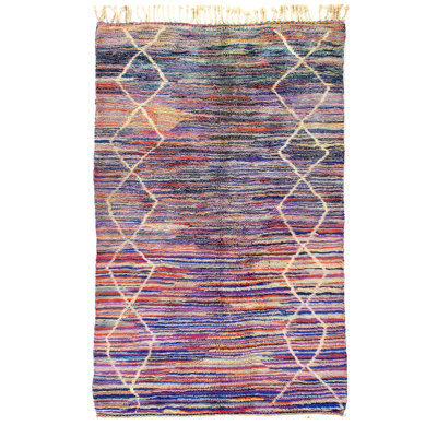 Tapis unique rouge / beige / violet 6 pi 5 po x 8 pi 5 po Kimora