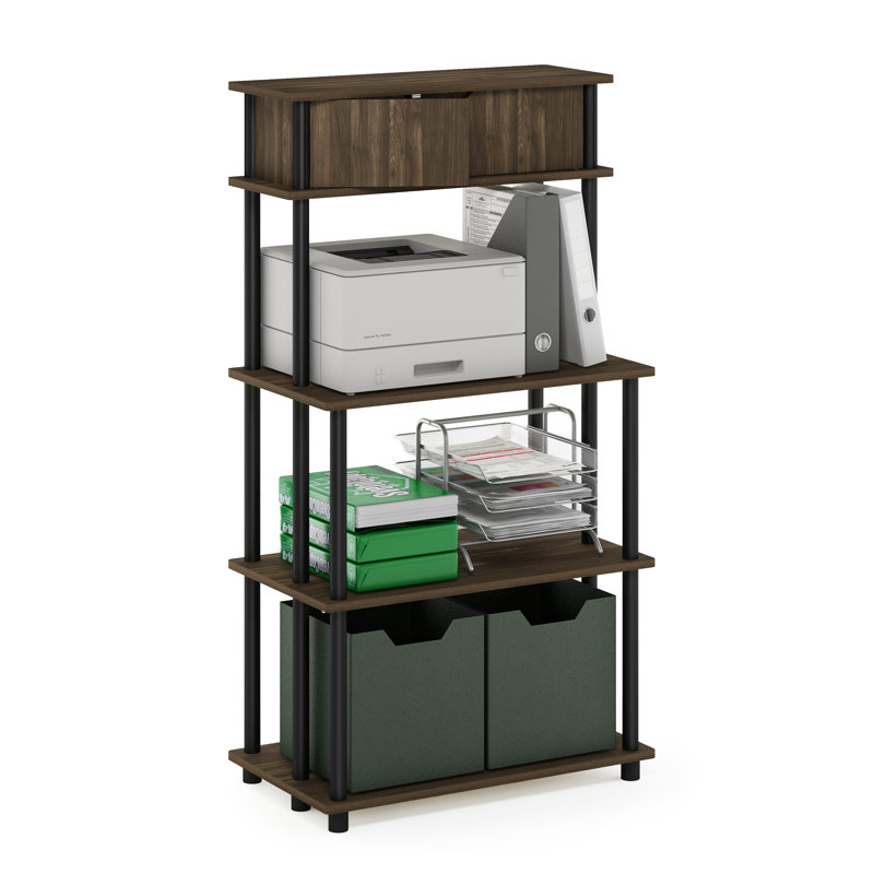 Turn-N-Tube Multipurpose Printer Stand Storage Shelf with Cabinet, Columbia Walnut/Black