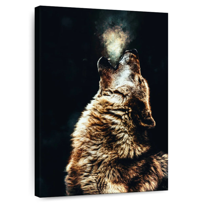 Loup noir et brun Brampt, H 36 po x l 24 po