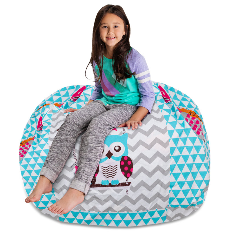 Housse pour fauteuil à billes Kids, Très grand - 48 po, Toile - hiboux blancs et bleus