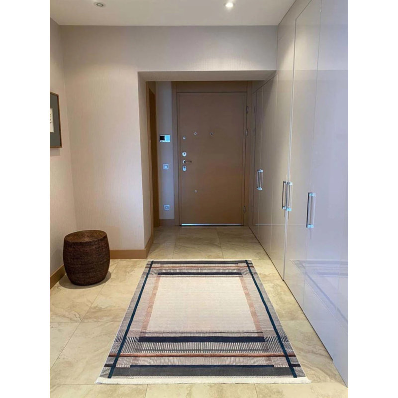 Tapis en coton avec envers antidérapant Lanney, Carré 2 pi 7 po