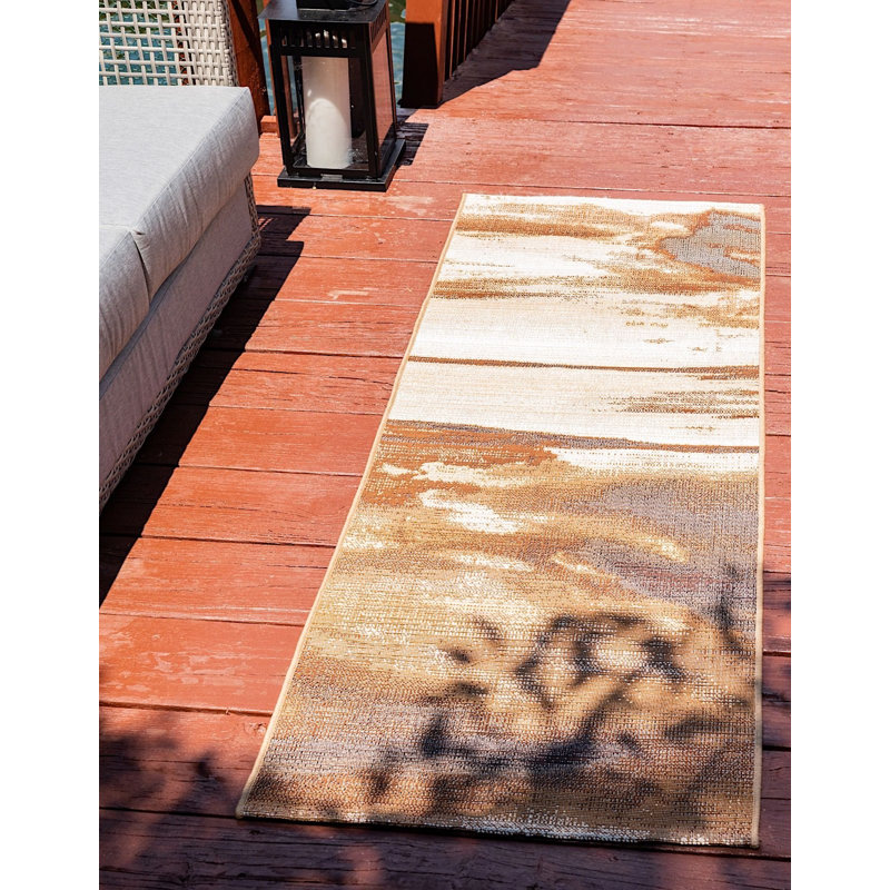Outdoor Veranda Area Rug Bronzed Color, Runner 2' x 6'