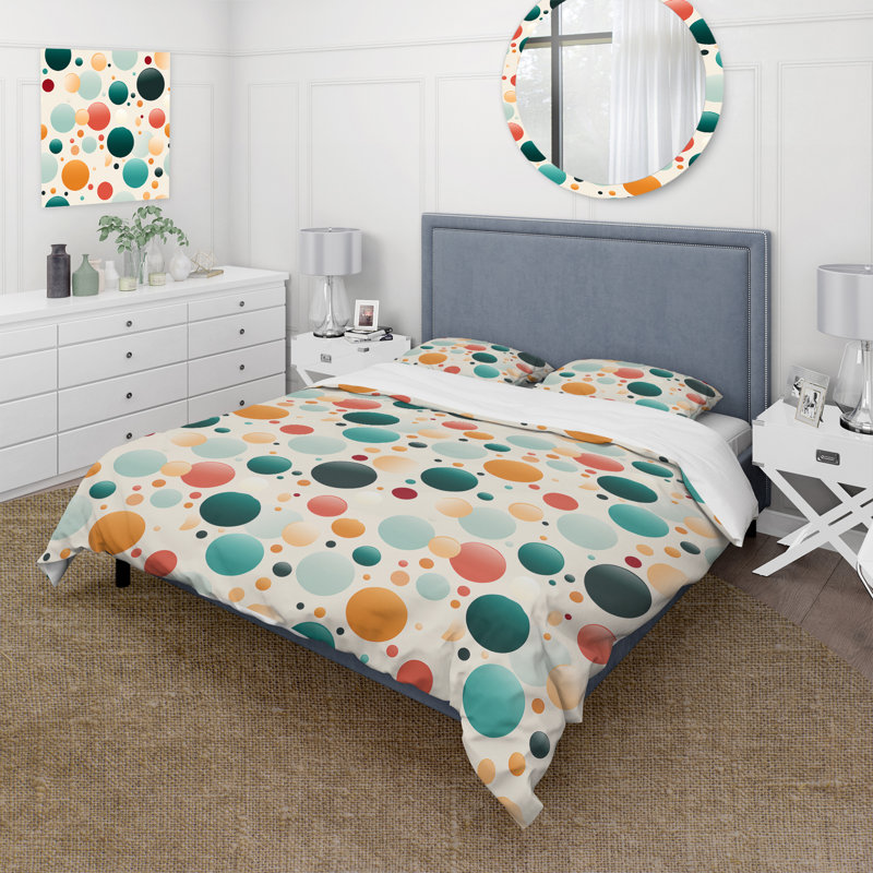 Ensemble de housse de couette Turquoise Retro Revival, Housse de couette pour grand lit et 2 taies décor