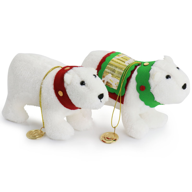 White Holiday Polar Bear and Snowman Ornament Set