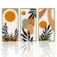 Boho, ensemble d'art mural en bois de 3 décorations murales de style Mid-Century moderne Boho, feuille abstraite, bois, triptyque pour salon et bureau (8 x 16 po)