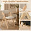 Chaises de salle à manger pliantes avec coussin, siège rembourré en tissu de lin, structure en bois-133392069