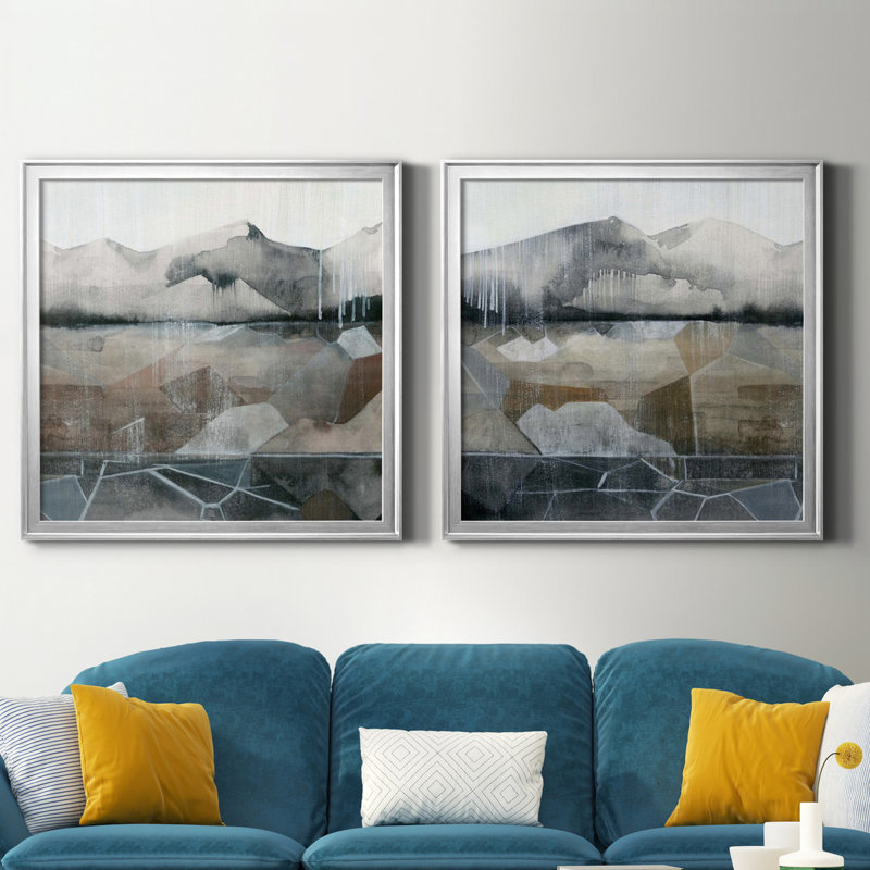 Valley Stormscape I - Valley Stormscape I - Ensemble de 2 cadres photo, Toile avec cadre argenté, Pas de tapis