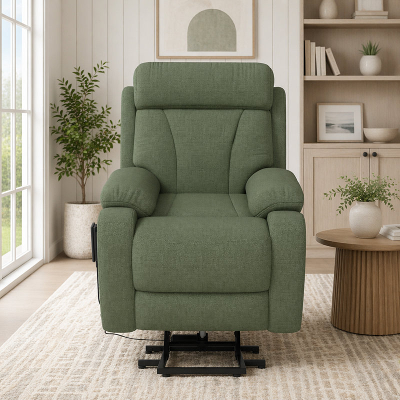 Fauteuil inclinable électrique Power Lift, Tissu velours flocon de neige, Vert foncé