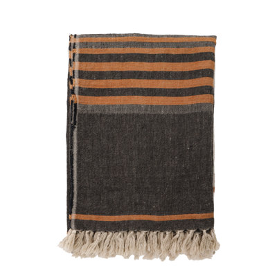 Bruno Striped Linen Hand Loomed Throw Blanket