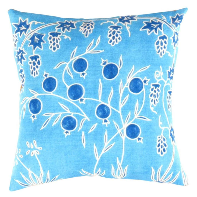 Square Pillow Cover & Insert, Blue Floral, 16"H x 16"W
