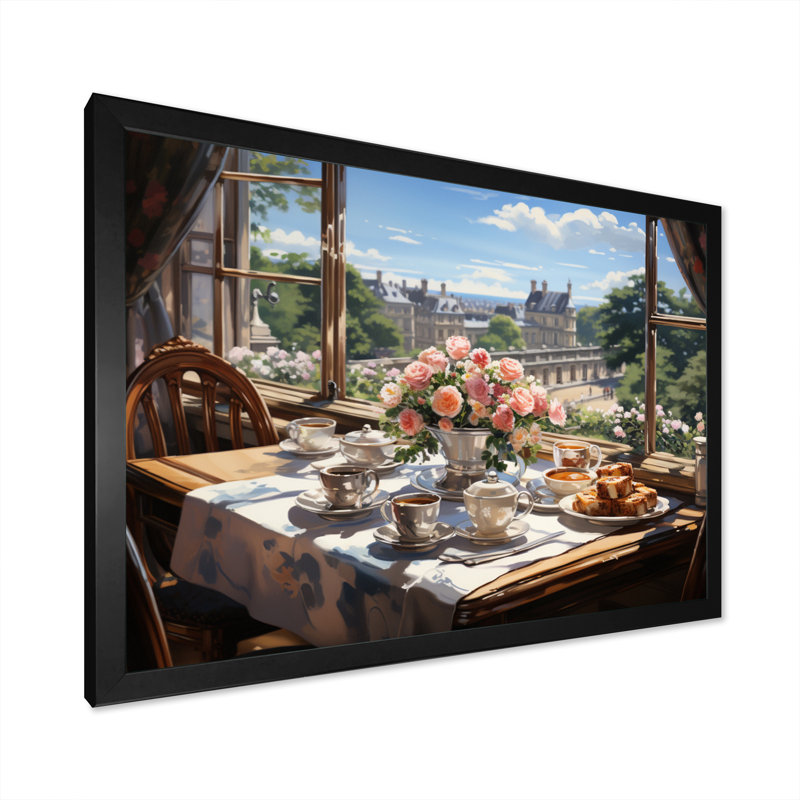 Thé champêtre après-midi IV - imprimé, Cadre simple noir, H 24 po x l 32 po x P 1 po
