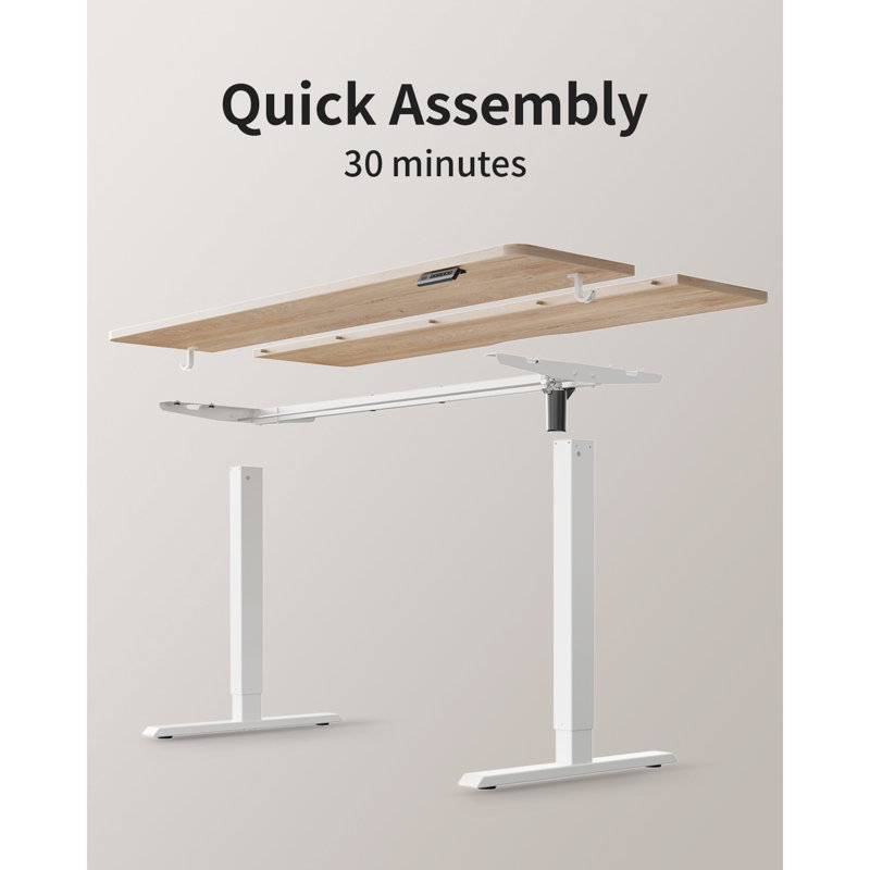 Bureau électrique debout, bureau assis-debout à hauteur ajustable, L 40 po x P 24 po, Ivoire/blanc