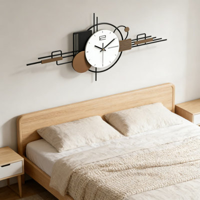 Grande horloge murale moderne pour le salon et le bureau, art mural décoratif en métal silencieux, design industriel à piles pour la maison et le décor commercial