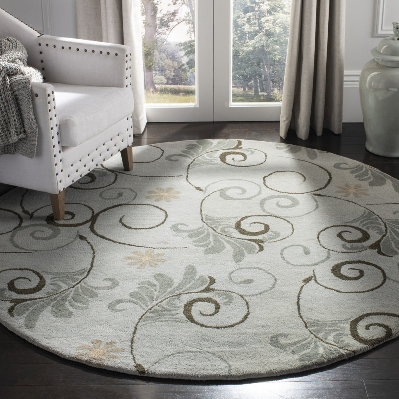 Soho Hand Tufted Wool Floral Rug, Round 6'