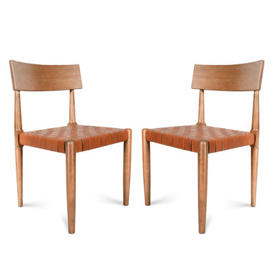 Wogina Solid Back Side Woven Genuine Leather Chair