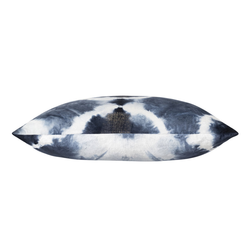 Housse et insert de coussin en velours indigo Tie Dye and Foil