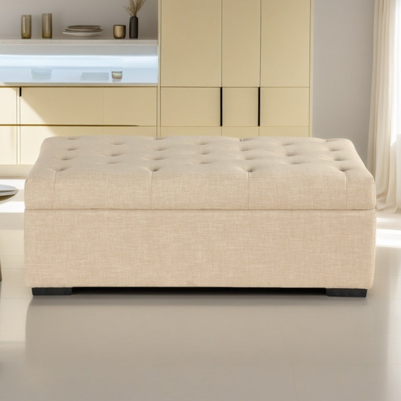 Upholstered Sleeper Sofa Bed Folding Ottoman, Beige