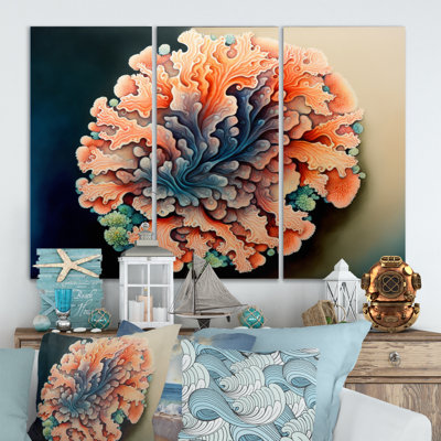 Deepsea Coral In Retro Colors Deepsea Coral In Retro Colors  3 Piece Print on Canvas