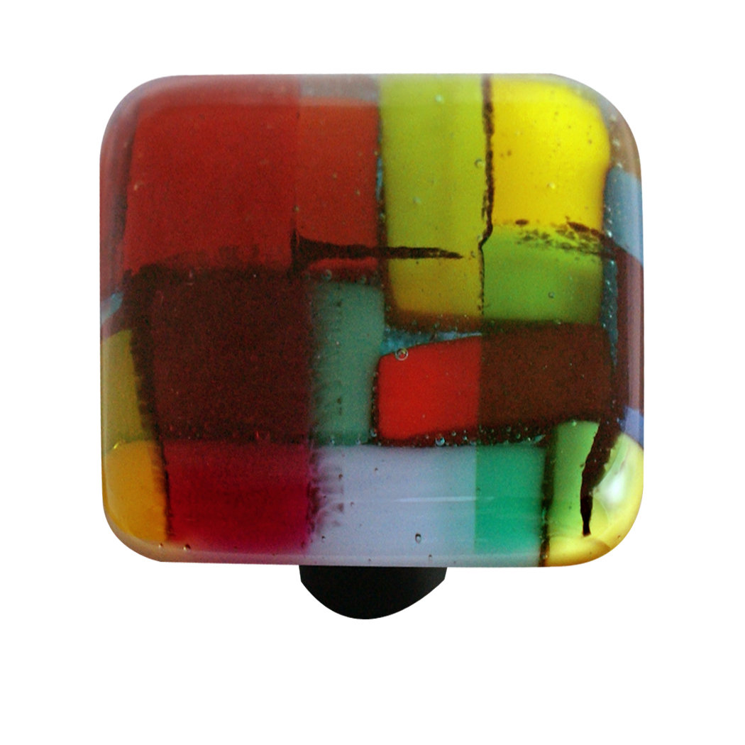 Artist Mosaic 1 1/2" Length Square Knob Aquila Art Glass Hardware 