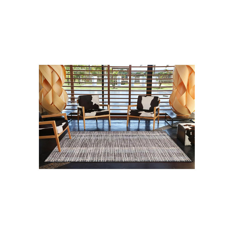 Tapis décoratif rayé brun à motif décoratif moderne lavable à la machine, Tapis de couloir 3 pi 3 po x 6 pi 7 po
