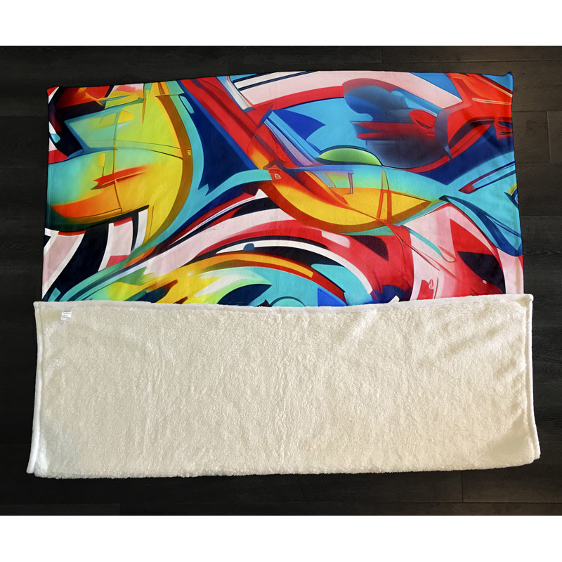 Throw Blanket, 68" W x 80" L, Abstract, Red/Blue/Yellow/Green