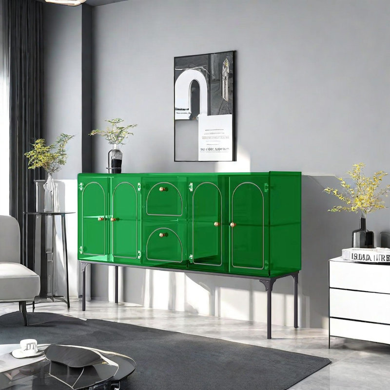 Italian Style Light Luxury Accent Cabinet Sideboard, Green, 36.6" H x 47.2" W x 14.9" D