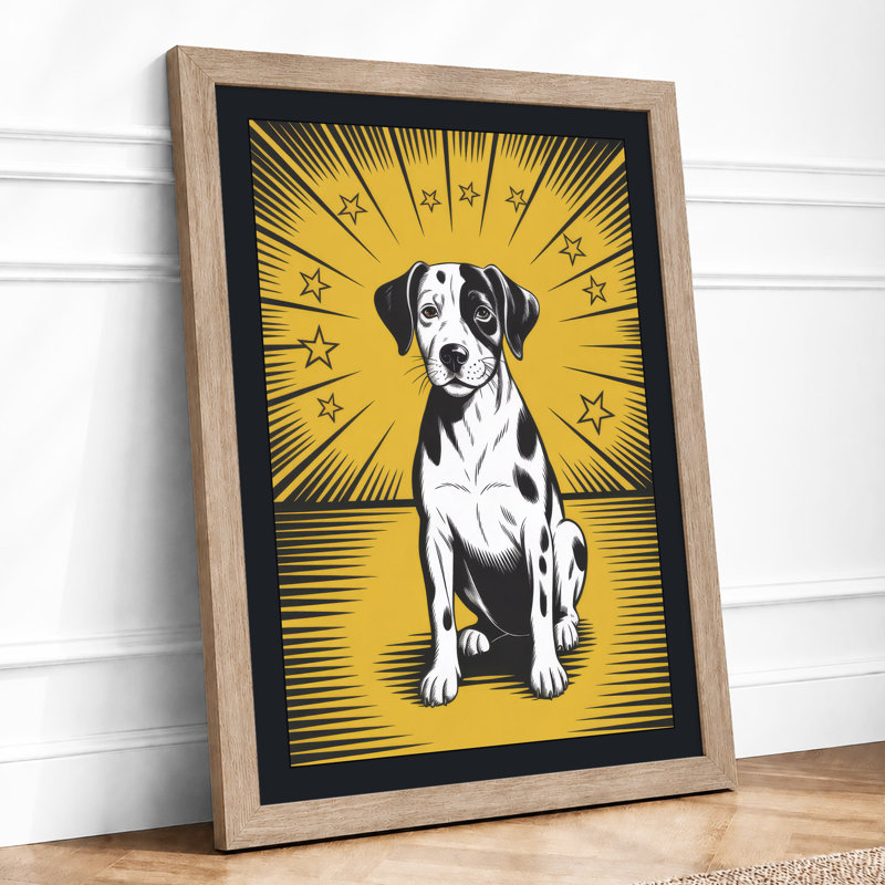Radiant Dog Pop Art - Framed Print, Oak, A4 - 29.7 x 21.0 cm