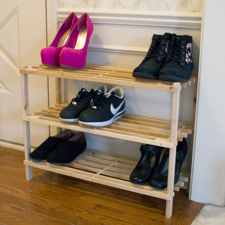 3-Tier Shoe Rack Organizer for Closet, Bathroom, Entryway - Shelf Holds 15 Pairs of Shoes Rebrilliant
