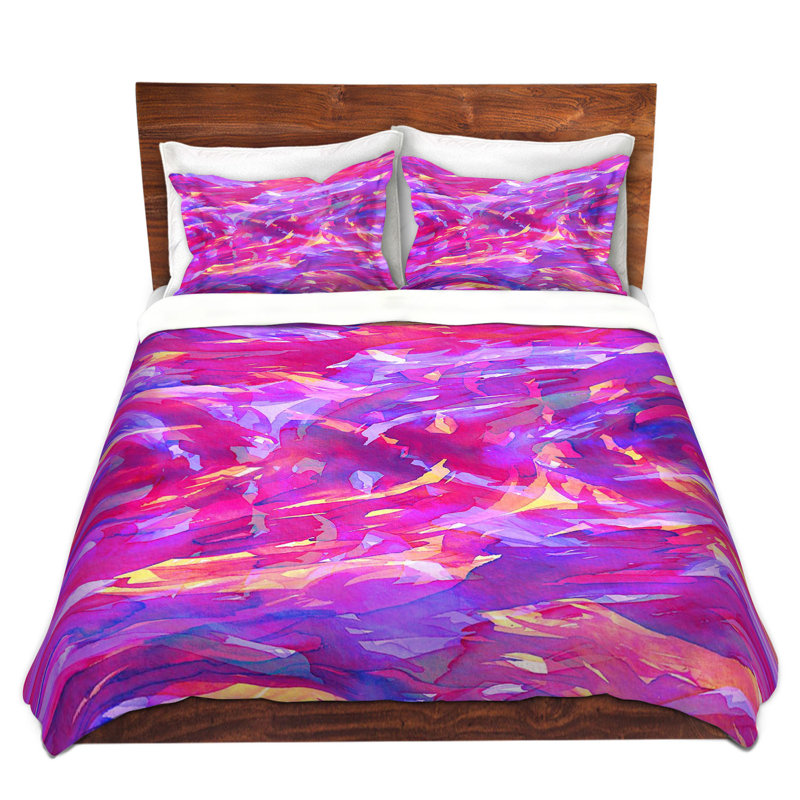Ensemble de housse de couette motley flow i, 1 housse de couette grand + 2 taies standards, Mauve
