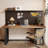 Brown + Black Rectangular Solid Wood  desk-1211925590