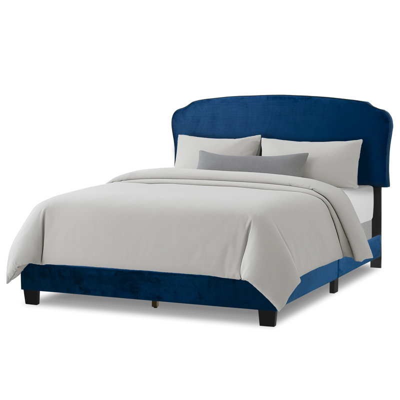 Rayner Upholstered Standard Bed, Velvet, Blue