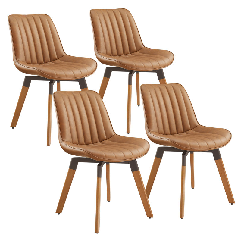 49cm H Tufted Upholstered Side Chair, Red Brown