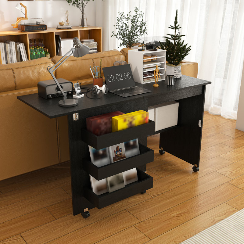 Table de couture pliante 4-en-1 noire avec roues verrouillables 45,67 po - Station de bricolage multifonctionnelle, Noir
