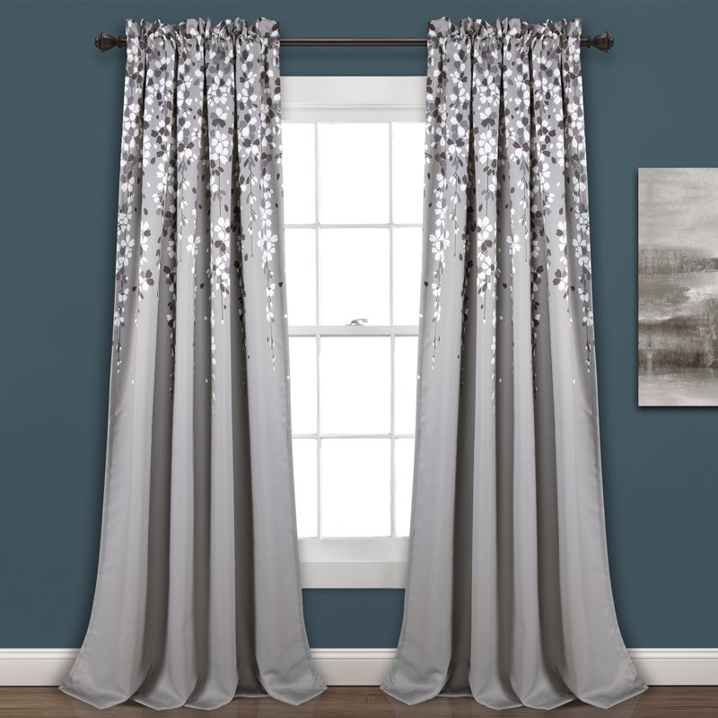 Weeping Flowers Room Darkening Pair, 52" W x 108" H, Yellow