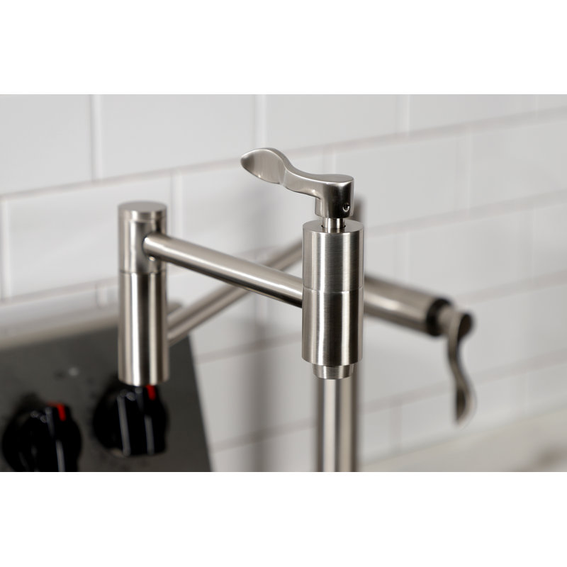 Robinet remplisseur à deux poignées à fixation sur comptoir à deux trous Kingston Brass NuWave, Nickel brossé