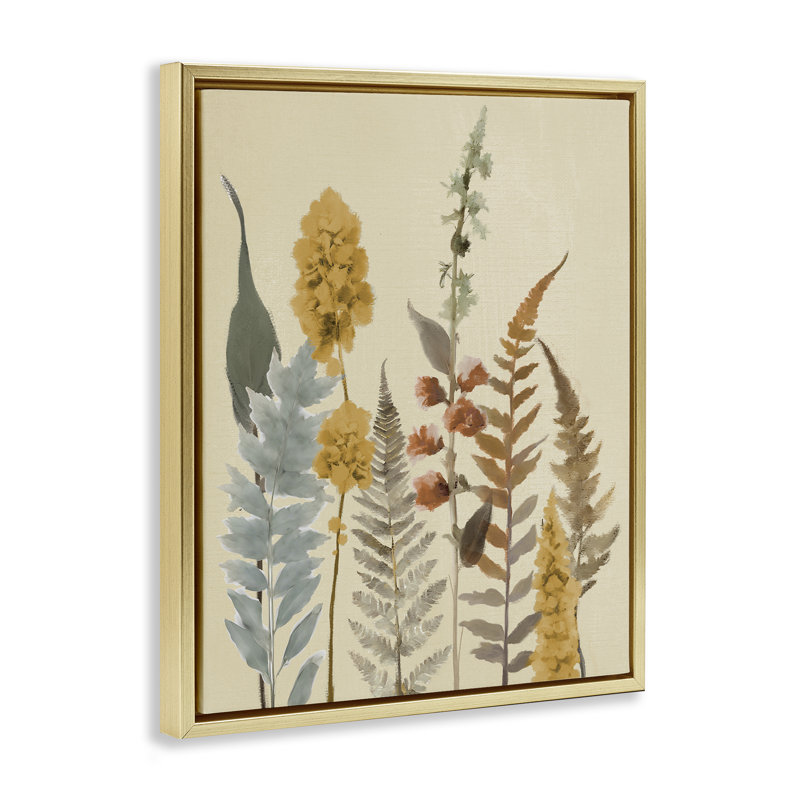 Cadre flottant Autumnal Wild Plants, design par Elizabeth Medley, H 31 po x l 25 po, Cadre flottant métallique doré