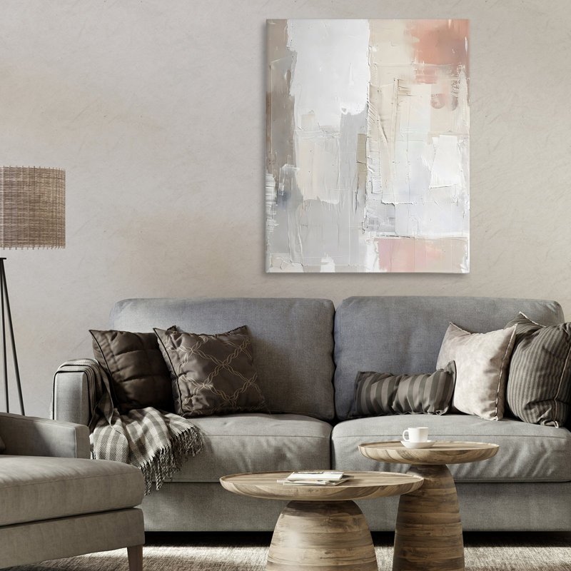 Toile abstraite neutre, design par Riley B, H 30 po x l 24 po