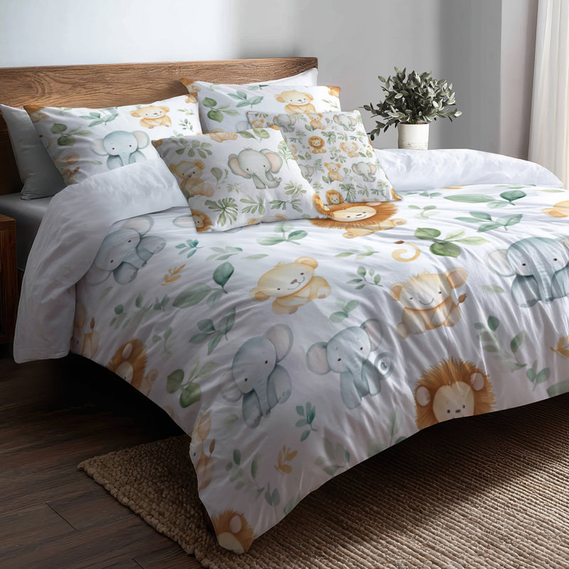 Ensemble d'édredon 6 pièces Kids Jungle Animals, Queen Comforter + 5 Additional Pieces