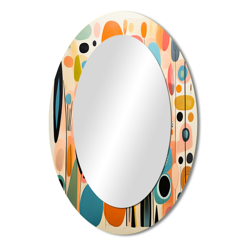 Rose Mid Century Playful Patterns II - Miroir mural rose Mid-Century, 36 po x 24 po