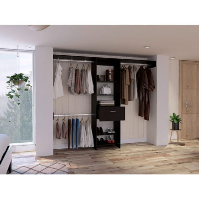 Calveston 1-Drawer 4-Shelf Closet System Black Wengue