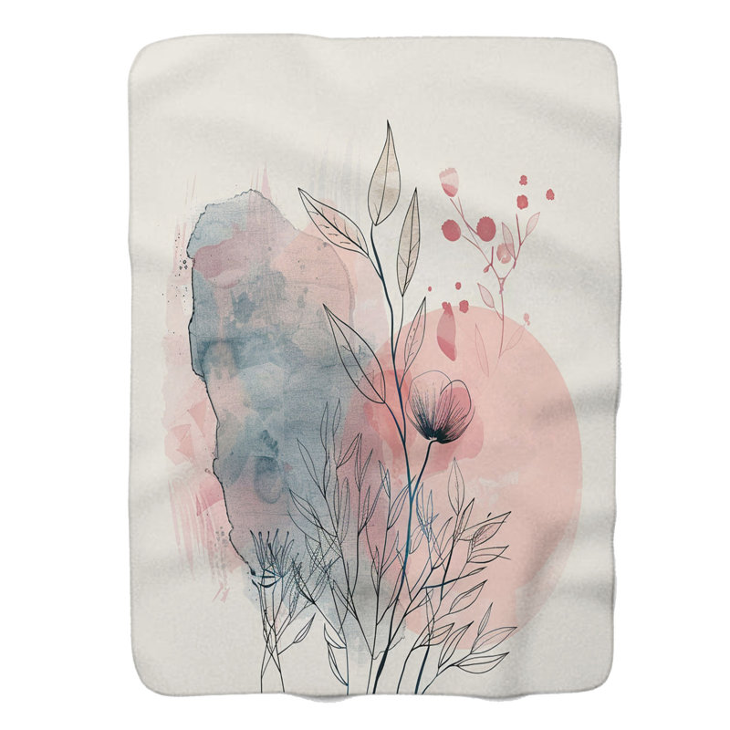Minimaliste fleurs Wabi Sabi - 1 pièce Sherpa Premium, Grand lit
