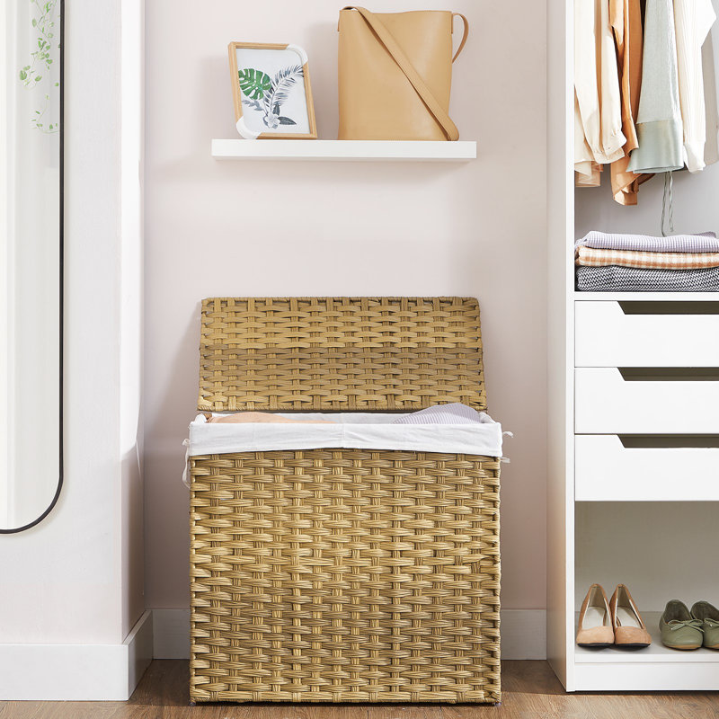 130l Clothes Hamper With 2 Removable Liner Bags, Natural