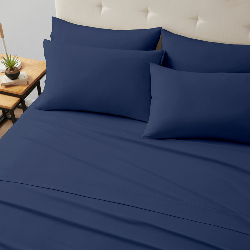 Kathy Ireland Bamboo Cooling 6 Piece Sheet Set with Deep Pockets, King sheet set with 6 additional pieces, Denim