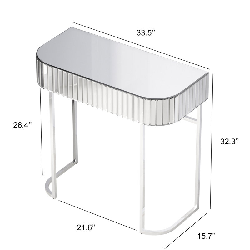 Berislav 33.46'' Glass Top Console Table