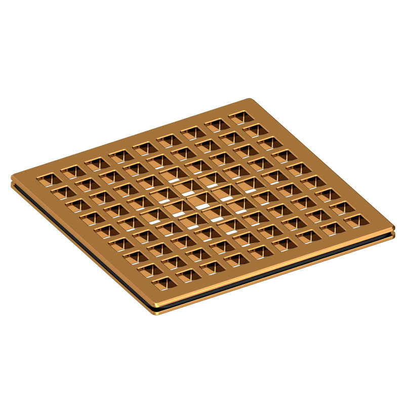 4" Square Shower Drain, Polished Gold (PVD)