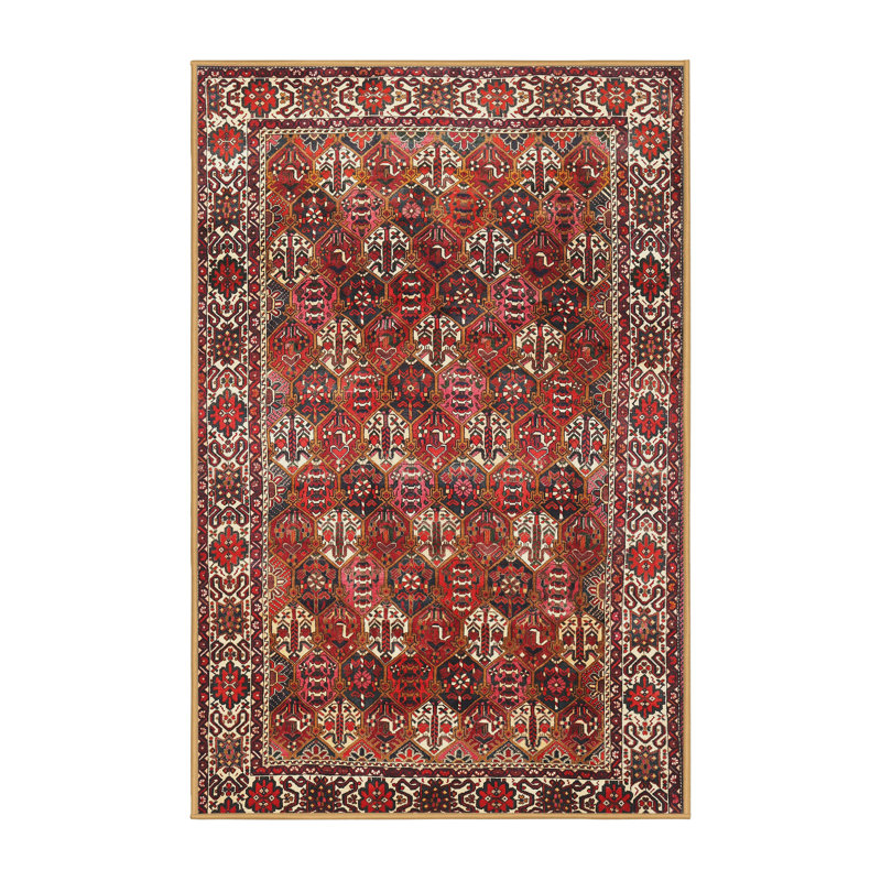 Tapis traditionnel rouge / brun, Rectangle 5 pi x 7 pi