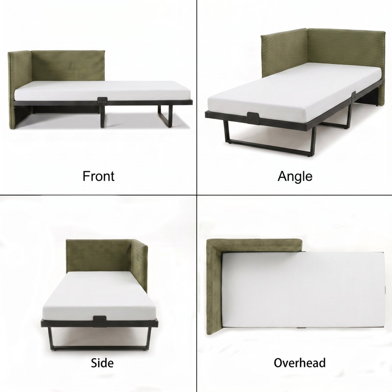 Abdiqani Twin Corduroy Upholstered Daybed, Moss Green