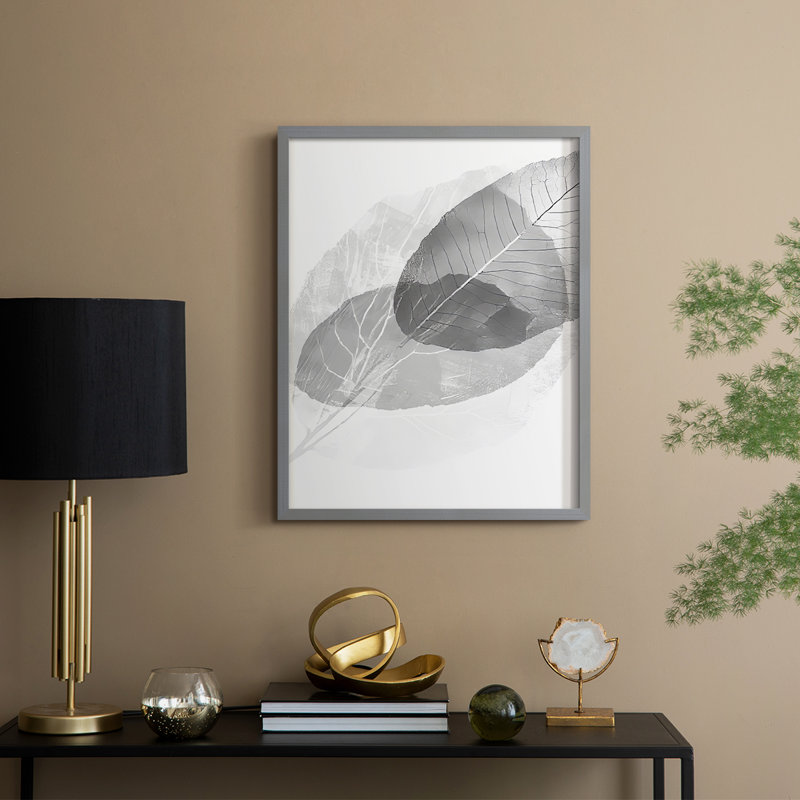 Imprimé floral Floral XLII - prêt à être accroché , Gris, H 10 po x l 8 po