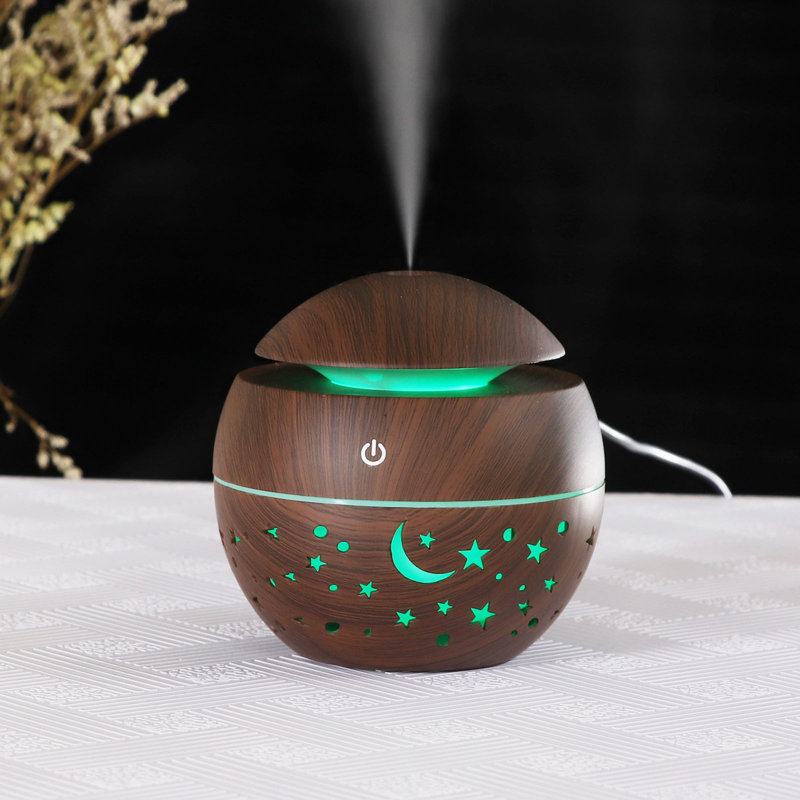 Humidificateur étoile en grain de bois en forme d'étoile creuse et translucide colorée 130 ML, Walnut